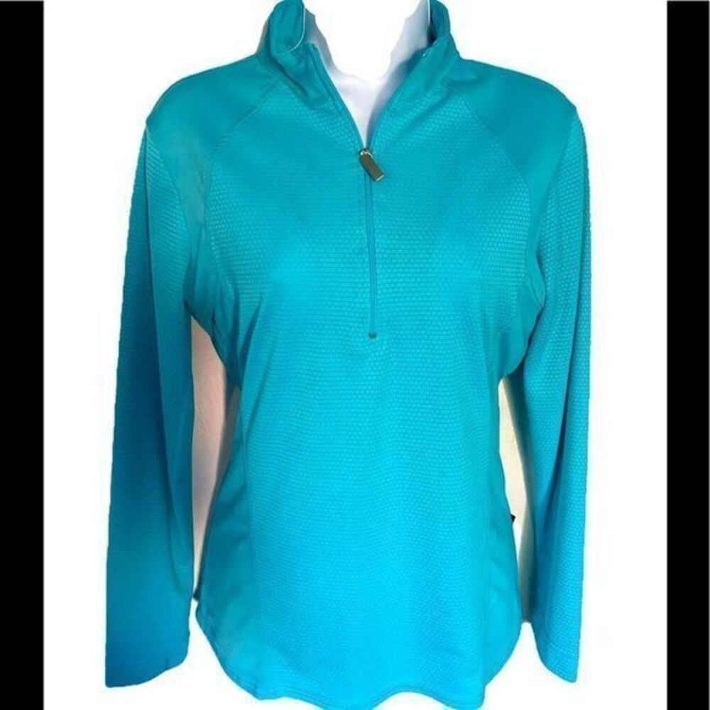 Nivo Golf Quarter Zip Top - S teal blue , polyester spandex,